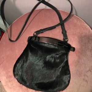 Kenneth Cole calf material crossbody black fur